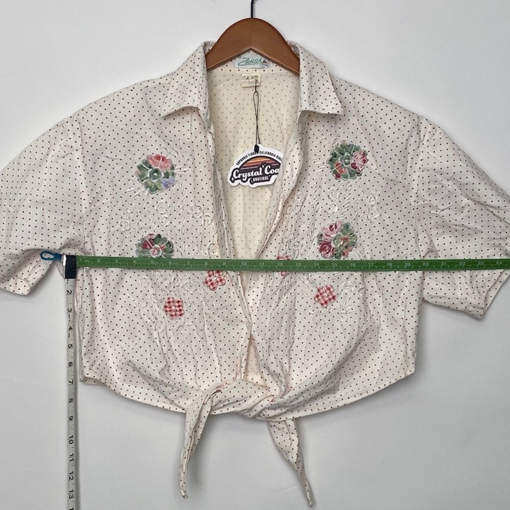 Cropped floral Embroidered polka dot vintage top - Picture 6 of 6